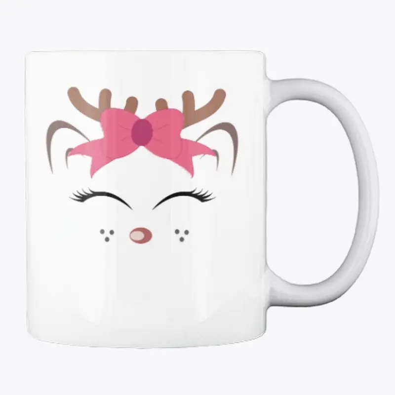 Womens reindeer with pink bowtie